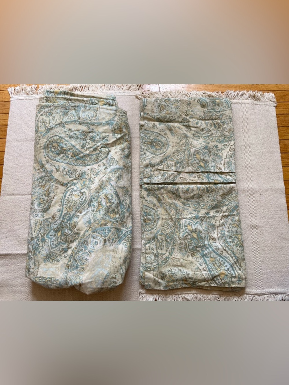 Pottery Barn Paisley Linen Cotton King Duvet And Euro Shams Blue Fresco